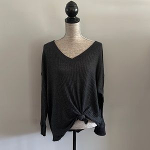 Torrid size 2 Grey v neck king sleeve w/tie feature in front side. Cotton Blend